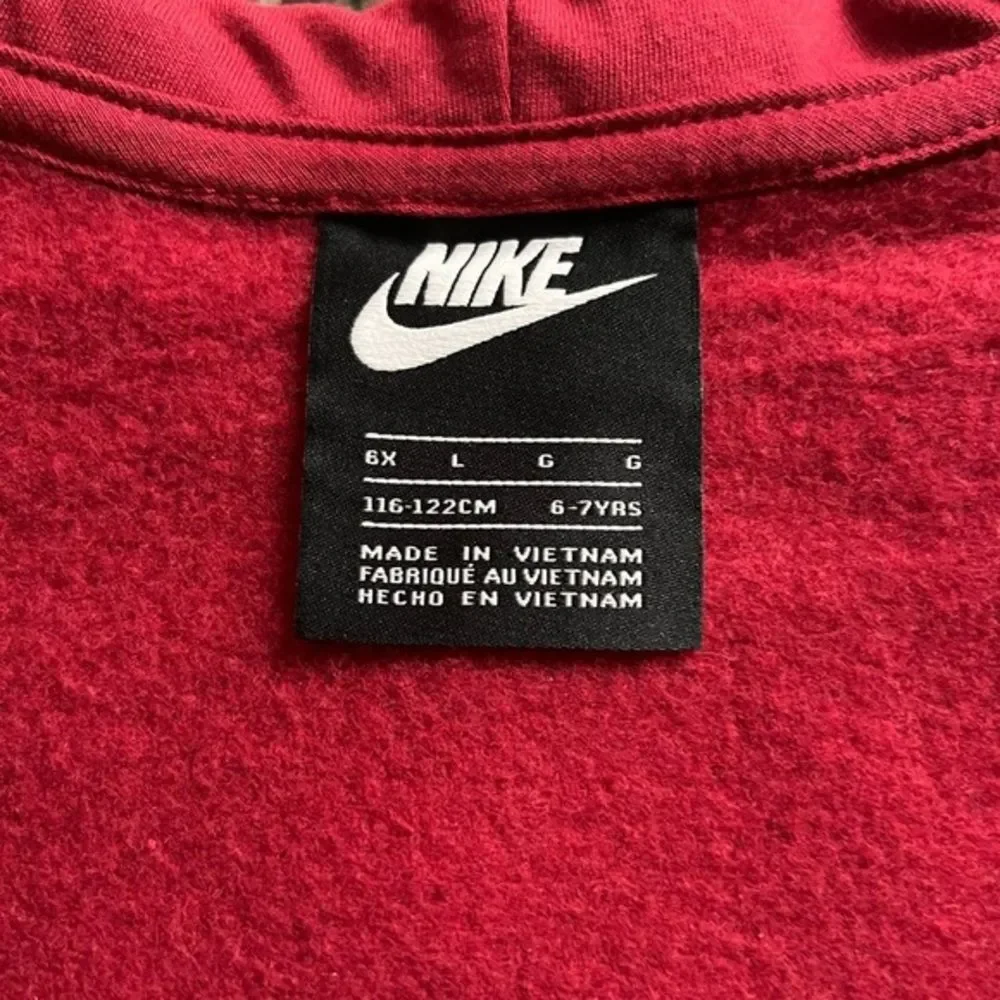 Nike Kids Front Signature Logo‎ Kangaroo Hoodie Sweater Cotton Red 6-7yrs